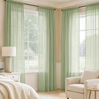 MIULEE Sage Green Sheer Curtains 96 Inches Long 4 Panels 54 x 96 Inches | Light - Image 2