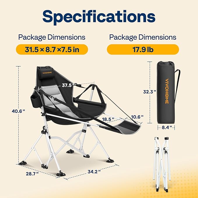 VIVOHOME Hammock Camping Chair - Image 8