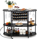 COSTWAY Wine Bar Cabinet, 3-Tier Liquor Cabinet by COSTWAY