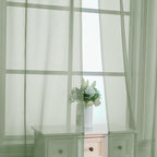 Light Green Sheer Curtains 63 inch Length 2 Panels Set - Image 3