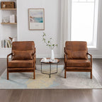 Mid Century Modern Accent Chair Set of 2 Living Room- Comfy Solid Wood Arm Chair - Image 8
