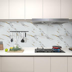 practicalWs Glossy Marble Wallpaper Peel and Stick White/Gold Granite Contact - Image 7