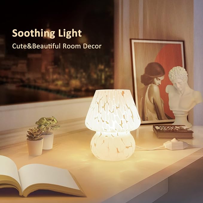 ONEWISH Cute Mushroom Lamp Small Bedside Table Lamp Set of 2 Stepless Dimmable - Image 5