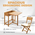 IDZO Natural 3-Piece Bistro Set: Foldable 400lbs Chairs, 220lbs Shelf Table - Image 5