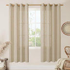 78 Inch Length Brown Linen Curtains by LAMIT