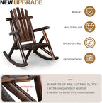 Outvita Wooden Rocking Chair, Fir Log Adirondack Rocker, Outdoor Wood Accent - Image 5