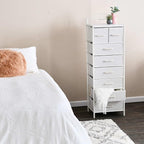 Household Essentials Scandinavian White Iron & Wood Tower Dresser - Image 2