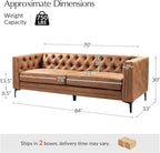 HULALA HOME 84" W Faux Leather Sofa Couch - Image 2
