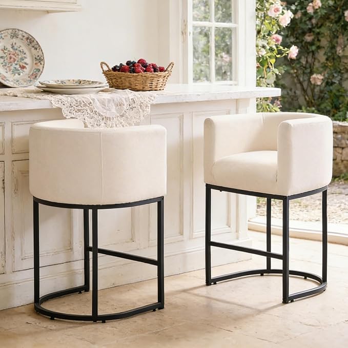 ClinQ 26" H Counter Height Bar Stools Set of 4, Modern Barrel Counter Stools - Image 7