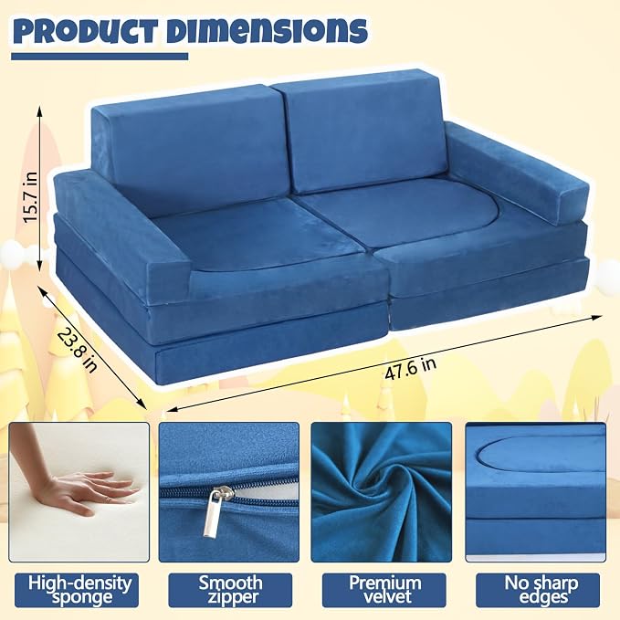 10 Pcs Modular Kids Play Sofa – Versatile Convertible Foam Cushion That Doubles - Image 3