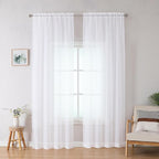 Simplebrand Sheer White Curtains 96 Inches Long, Light Filtering Rod Pocket - Image 8
