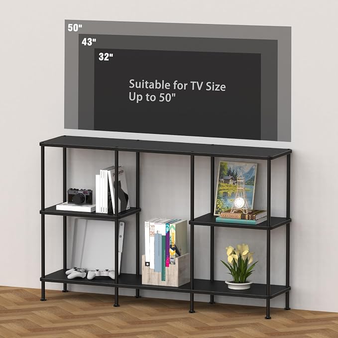 ETELI Tall Black TV Stand with Storage Small Entertainment Center - Image 3