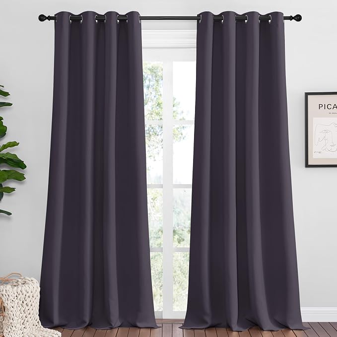 NICETOWN Greyish Purple Blackout Curtains 102 inches Length by NICETOWN