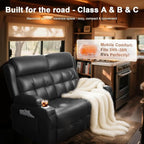 Reclining Loveseat, 55.1" RV PU Leather Wall Hugger Recliner Love Seats Sofa - Image 3