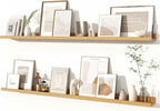 Fun Memories Picture Ledge Shelves Set of 2, 55 Inch Rustic Wall Mounted by FunMemories