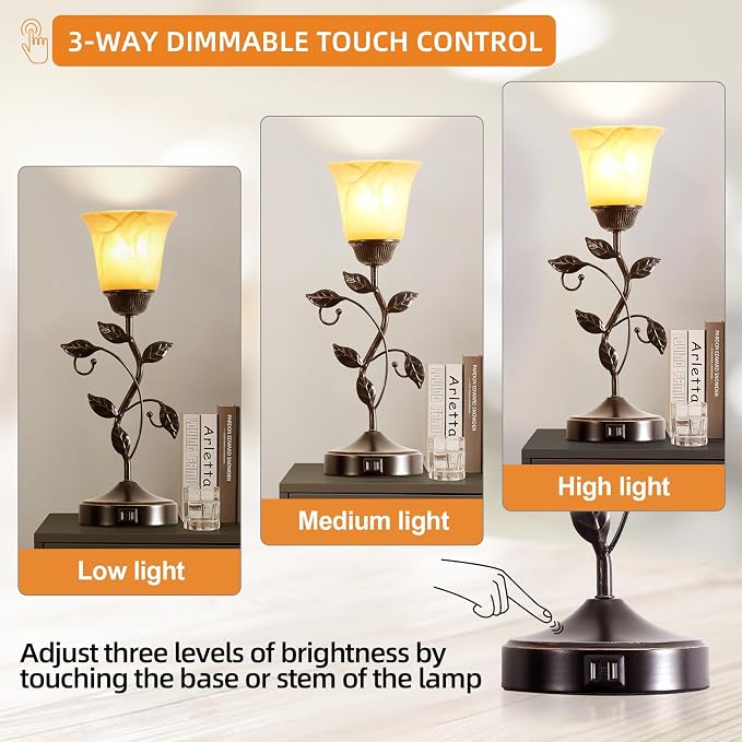 Touch Control Table Lamp with 2 USB Charging Ports, 3-Way Dimmable Bedside - Image 4