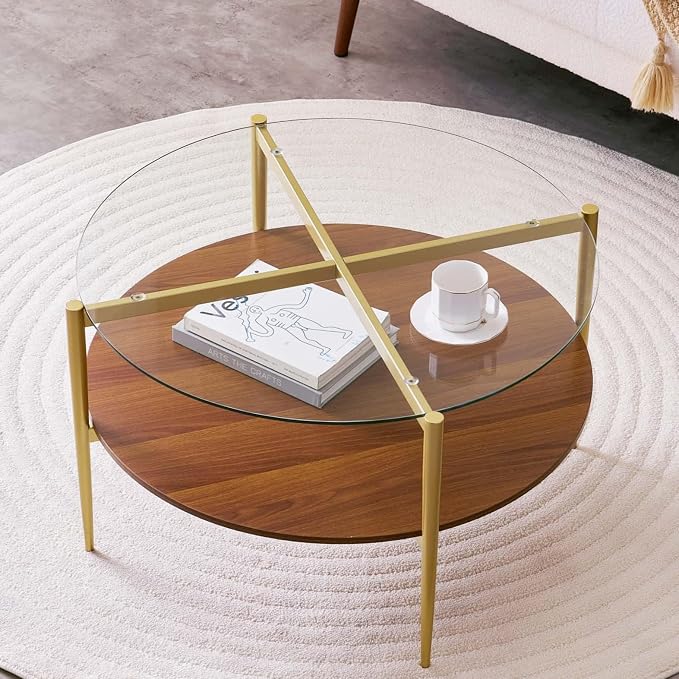 LumFurn Round Coffee Table, Mid-Century Modern Design, D30“ x H17”, by LumFurn
