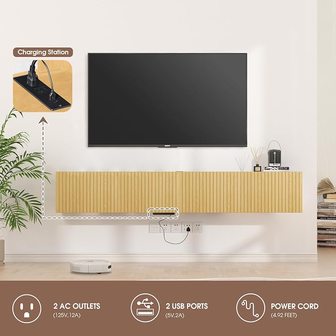 EazeHome 82" Floating TV Stand - Image 4