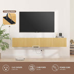 71” Floating TV Stand with LED Lights & Charging Station, Wall Mounted - Image 2