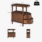 Narrow End Table Set of 2 with 2 Storage Drawers, Vintage Sofa Beside Table - Image 2