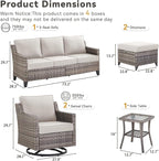 6 Piece Outdoor Patio Wicker Furniture Sets-High Back Outdoor Conversation Set - Image 8