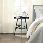 Side Table 2-Tier Small Round End Table Metal Black Accent Table - Image 5