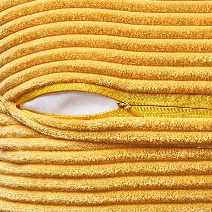 MIULEE Golden Yellow Corduroy Pillow Covers 16x16 Inch - Image 3