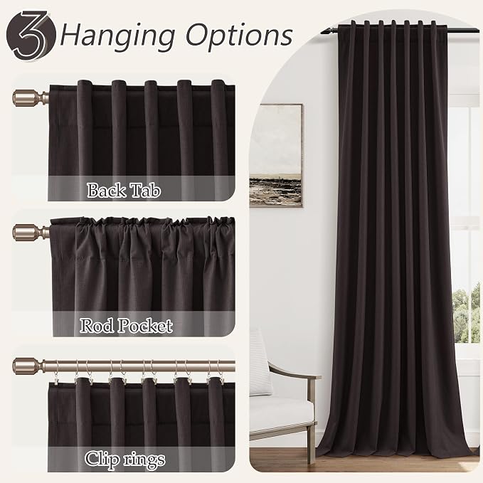 100% Blackout Curtains 84 Inch Length 2 Panels Set - Image 6