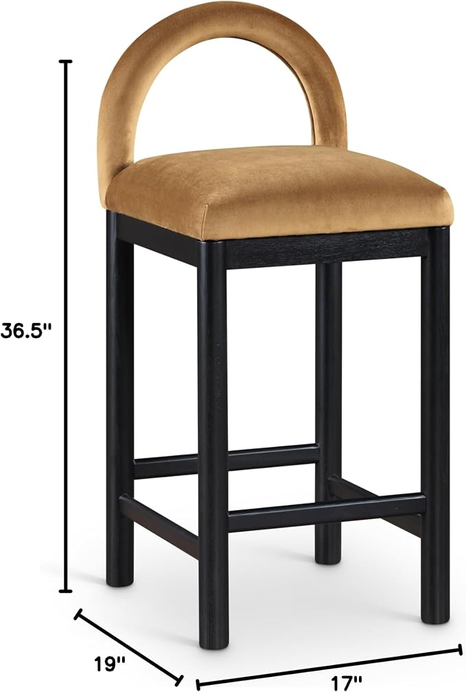 Meridian Furniture 11035Saddle-C Conrad Collection Art Deco Counter Stool - Image 3