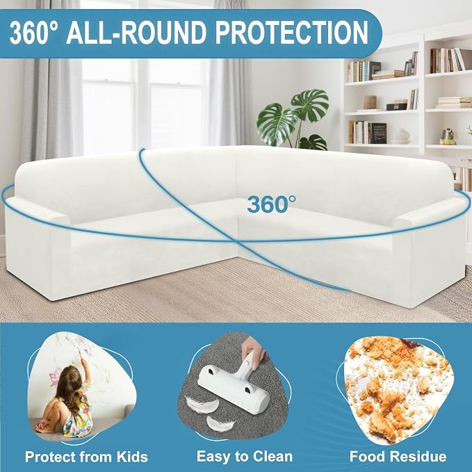 HDCAXKJ Corner Sectional Couch Covers Velvet Stretch L Shape Sofa Cover Soft - Image 5