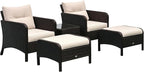 Outsunny 5 Pieces Rattan Wicker Lounge Chair Outdoor Patio Conversation Set by Outsunny