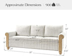 EcoHarbor Living 3-Seater Couch, Stripe 81" Mid-Century Modern Upholstered Sofa - Image 2