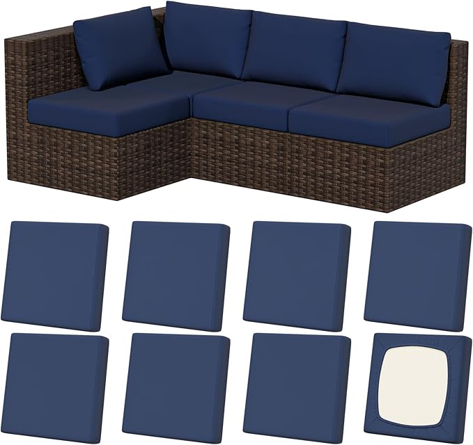 8Pcs Outdoor Cushion Covers, Stretch Patio Furniture Couch Chair Slipcovers | by VORSHAPE