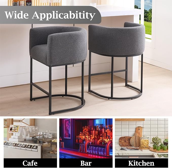 ClinQ 26" H Counter Height Bar Stools Set of 2, Modern Barrel Counter Stools - Image 5