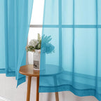 Turquoise Sheer Curtains 63 Inch Length 2 Panels, Light Filtering Voile Airy - Image 4