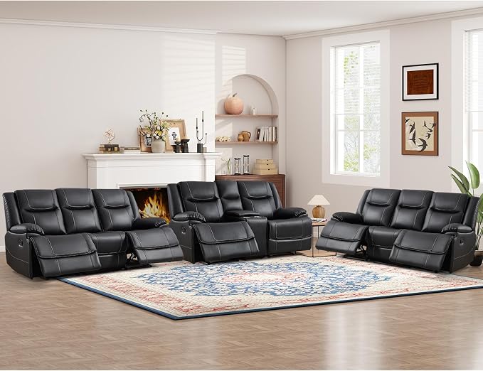 ANJ Premium Genuine Manual Reclining Sofa Set by ANJ