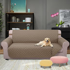 U-NICE HOME 4 Seater Sofa Cover 91''Large Couch Cover, Taupe/Taupe | Washable - Image 2