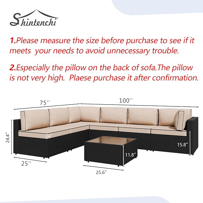 7 Piece Outdoor Patio Furniture Set, All Weather Conversation Set - Image 3