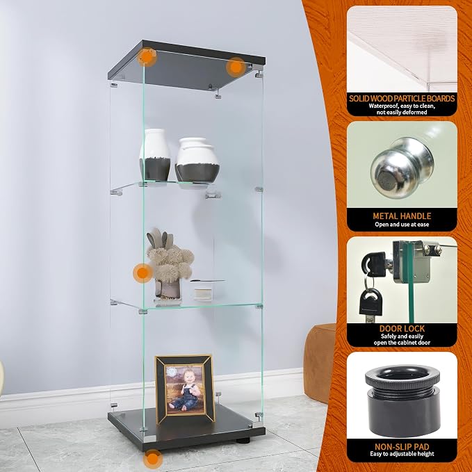 Beauty4U One-Door Glass Display Cabinet, Collection Display, Quick Installation - Image 5
