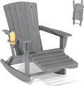 Adirondack Rocking Chair with Retractable Ottoman, Outdoor Folding Adirondack by Unknown