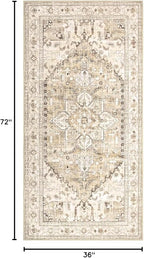 Yamaziot Washable Runner Rug, 3x6 Non-Slip Boho Vintage Hallway Kitchen Rug | - Image 2