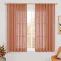 Terracotta Linen Semi Sheer Curtains 45 Inch by LAMIT