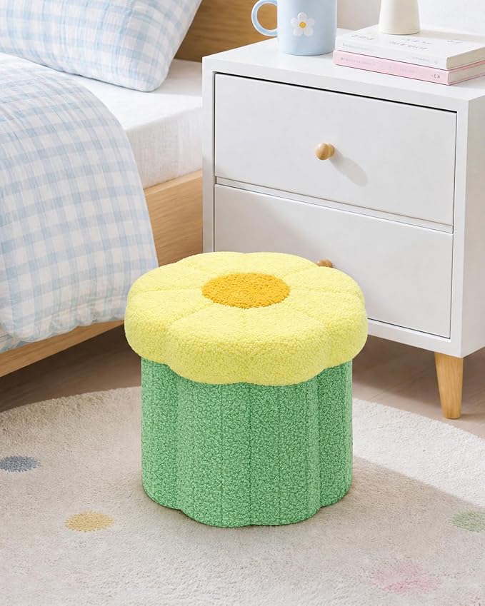 B FSOBEIIALEO Storage Ottoman Foldable, Sunflower Shaped Small Footrest - Image 6