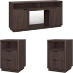 3-Piece Fluted Living Room Set Includes 2 Fluted Night Stand by PATIOCHIC