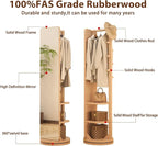 WoodsWhisper Full Length Mirror Coat Rack Solid Wood Floor Mirror 70"x16" Full - Image 3