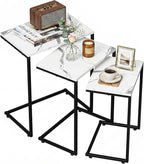 SUPER DEAL Nesting Tables Set of 3, Industrial C Shaped End Table Stackable - Image 7