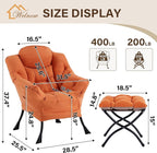 Welnow Lazy Chair with Ottoman for Living Room, Modern Reading Accent Chair - Image 3