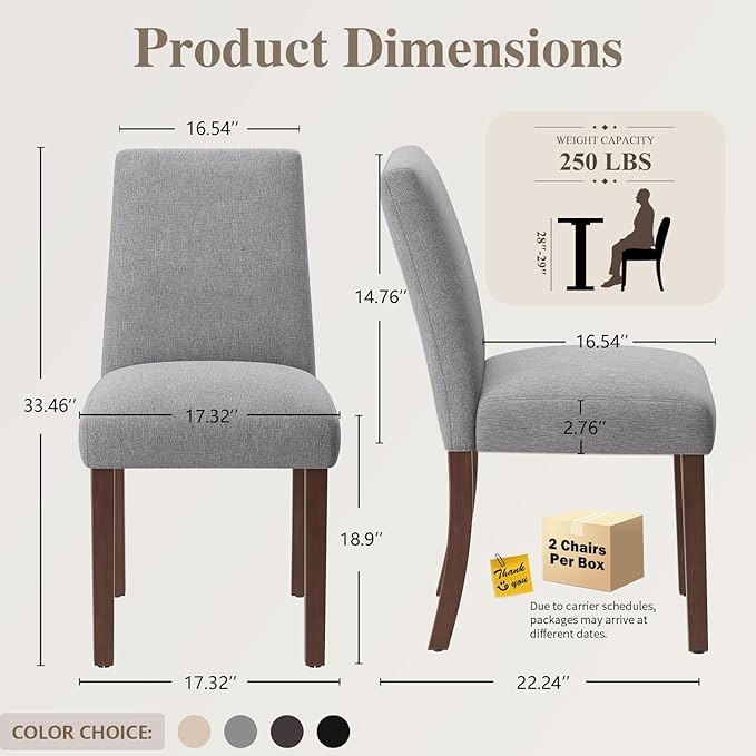 Dining Chairs Set of 2, Modern Dining Room Chairs - Image 2
