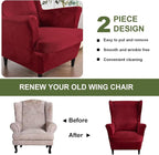 HAOYONG Velvet Wingback Armchair Covers 2-Piece Elastic Stretch Wingback Chair - Image 7