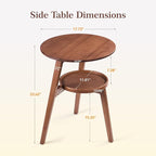 Bamboo Round Side Table, 2-Tier Small Space End Table - Image 2